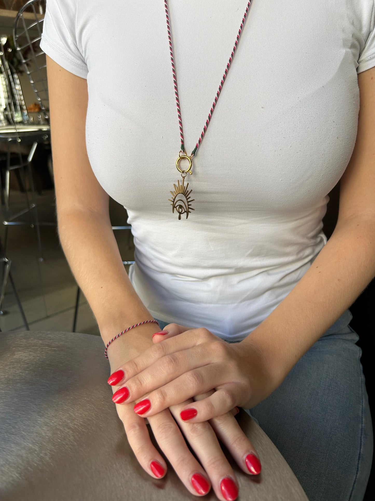 Armband Turnon India (pink grün weiß)