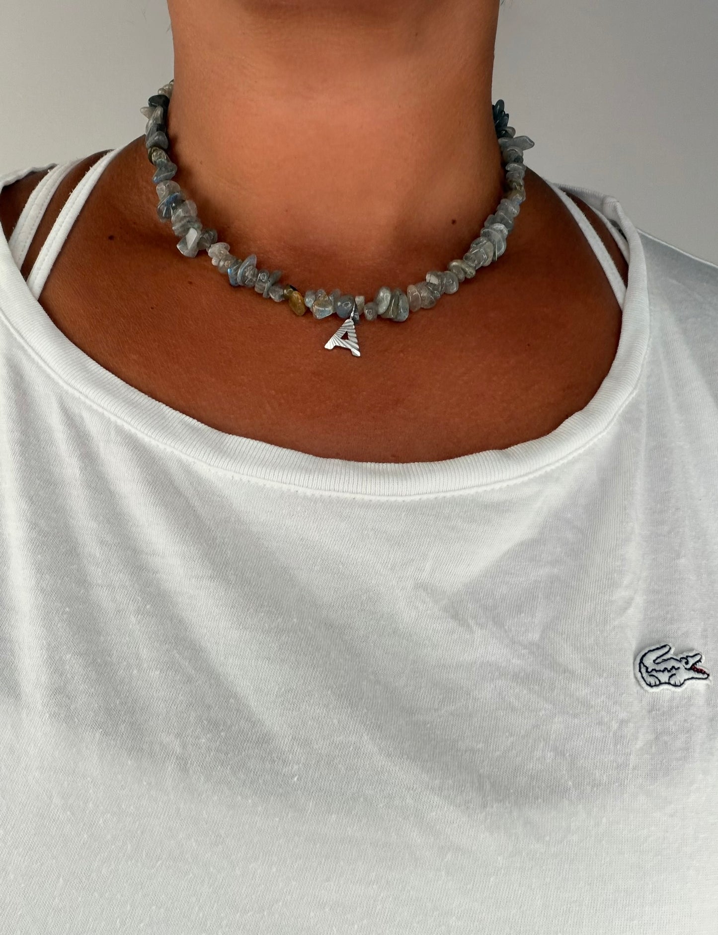 Kette Initial Gem grey