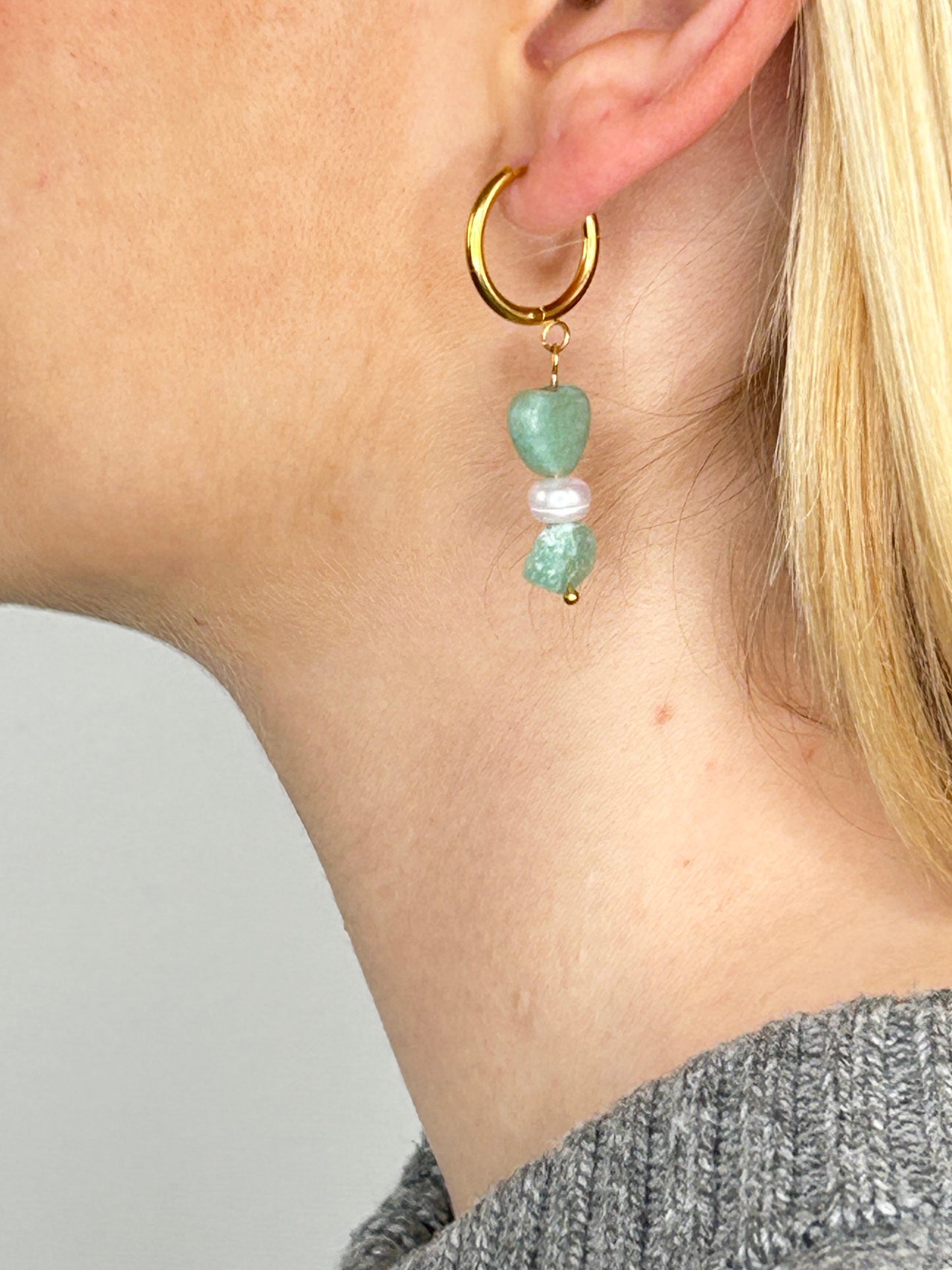 Ohrring Nayla heart sage gold