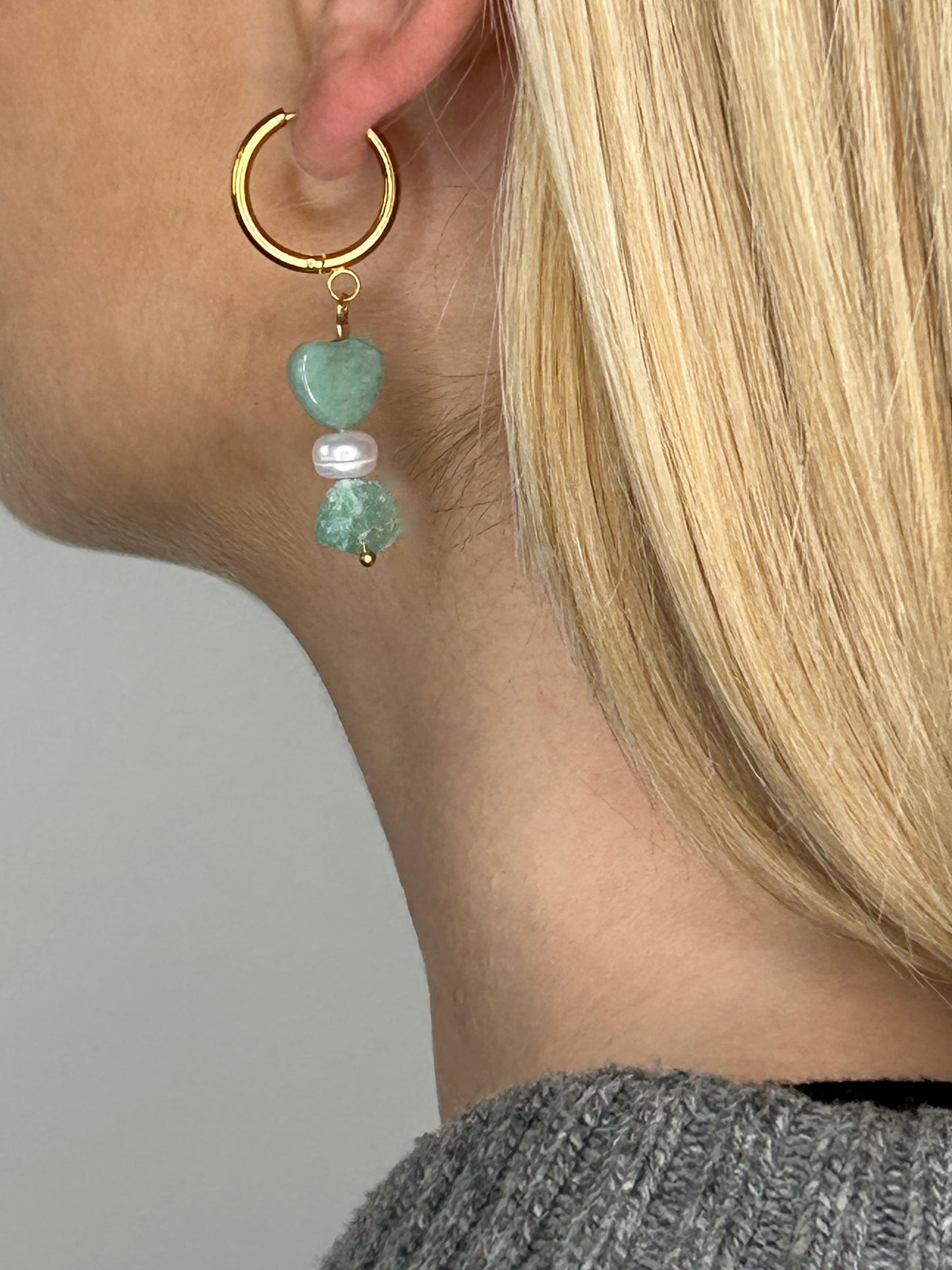 Ohrring Nayla heart sage gold