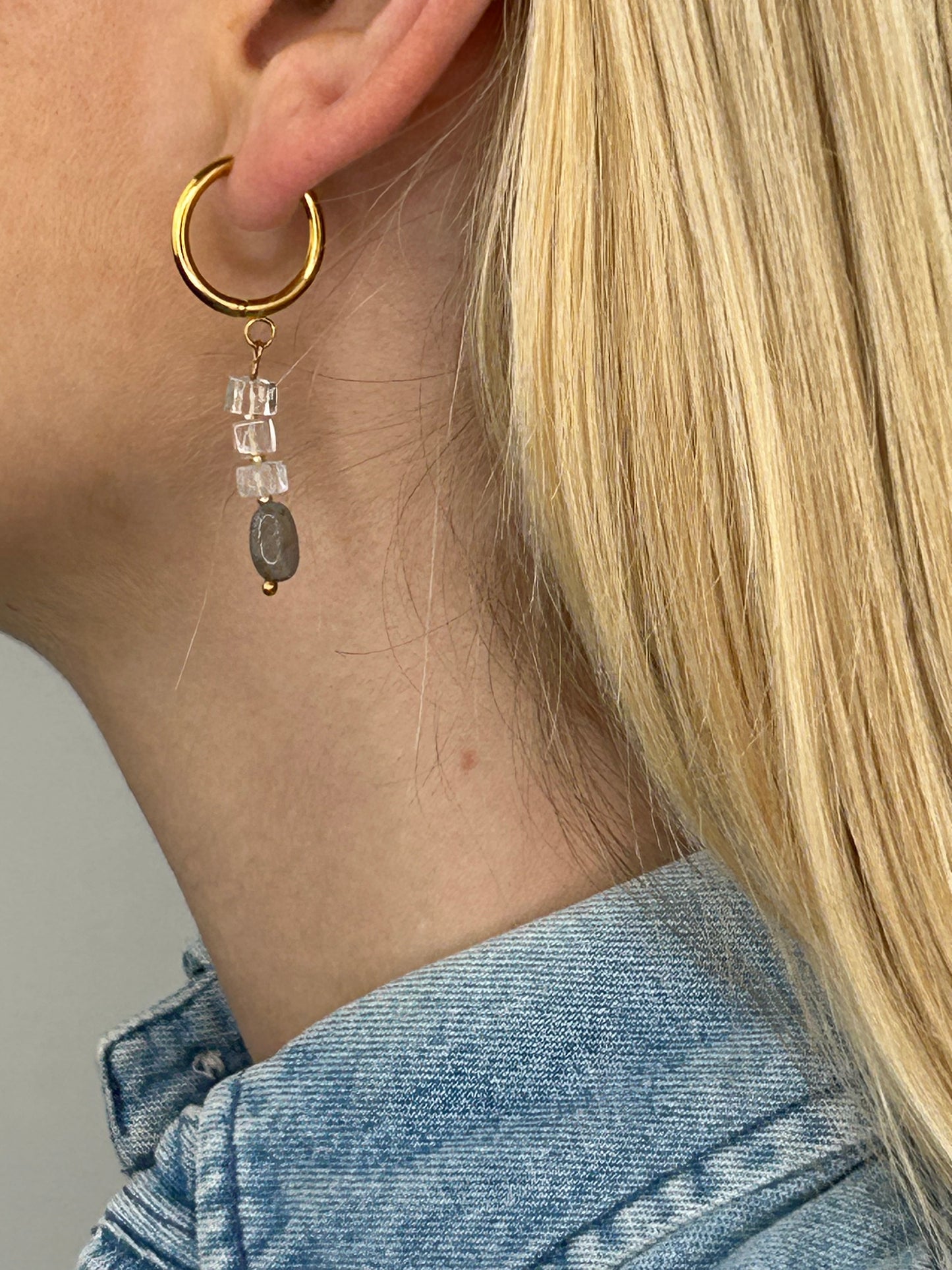 Ohrring Cube grey gold