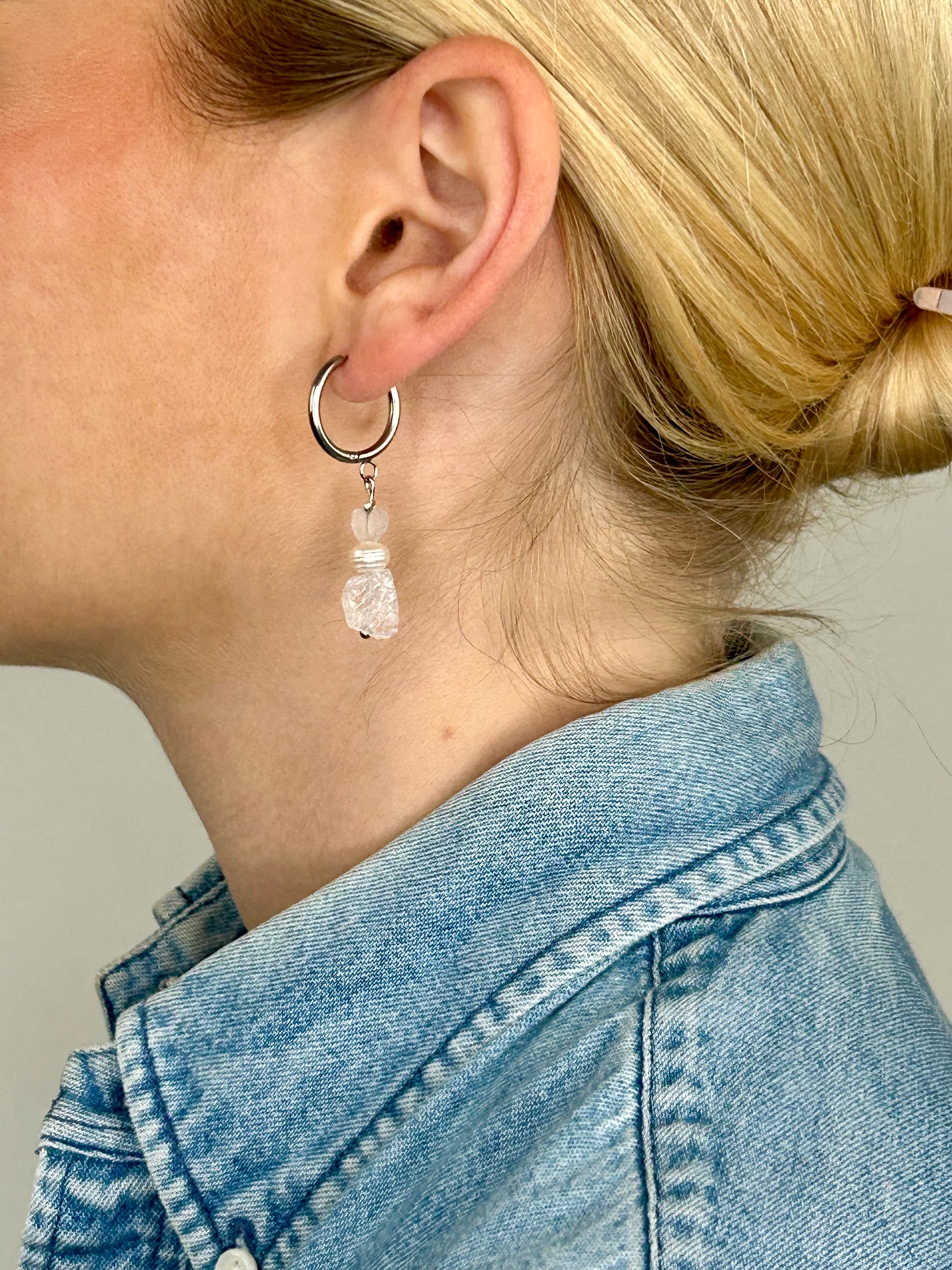 Ohrring Nayla heart clear silver