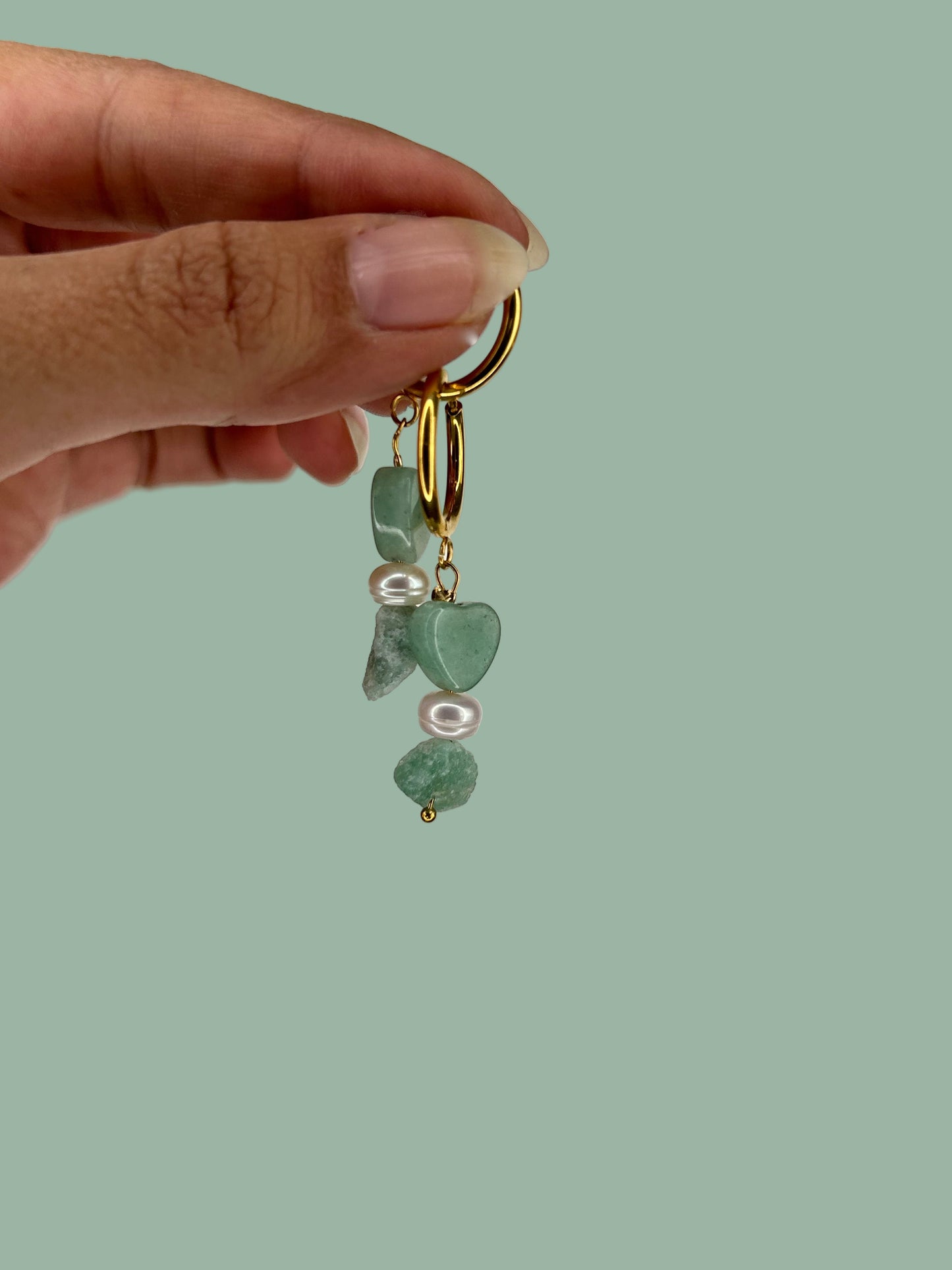 Ohrring Nayla heart sage gold