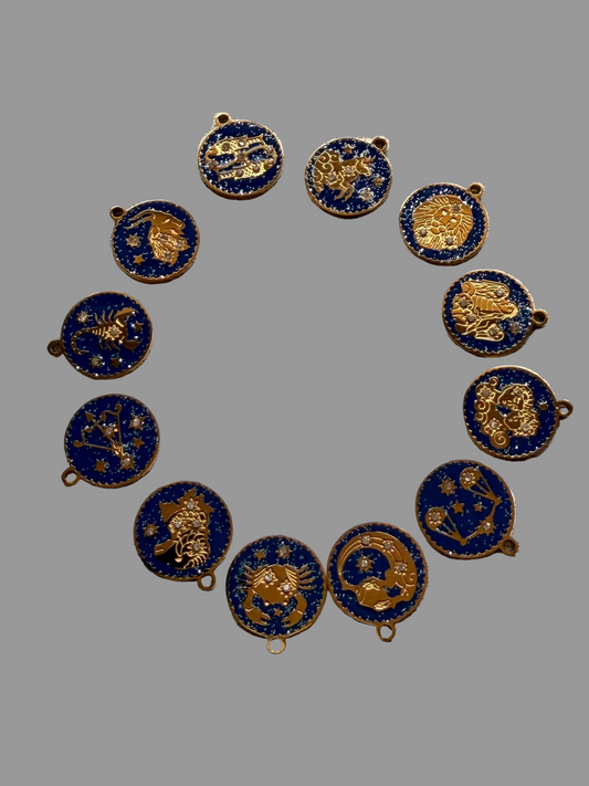 Charm Zodiac blue gold
