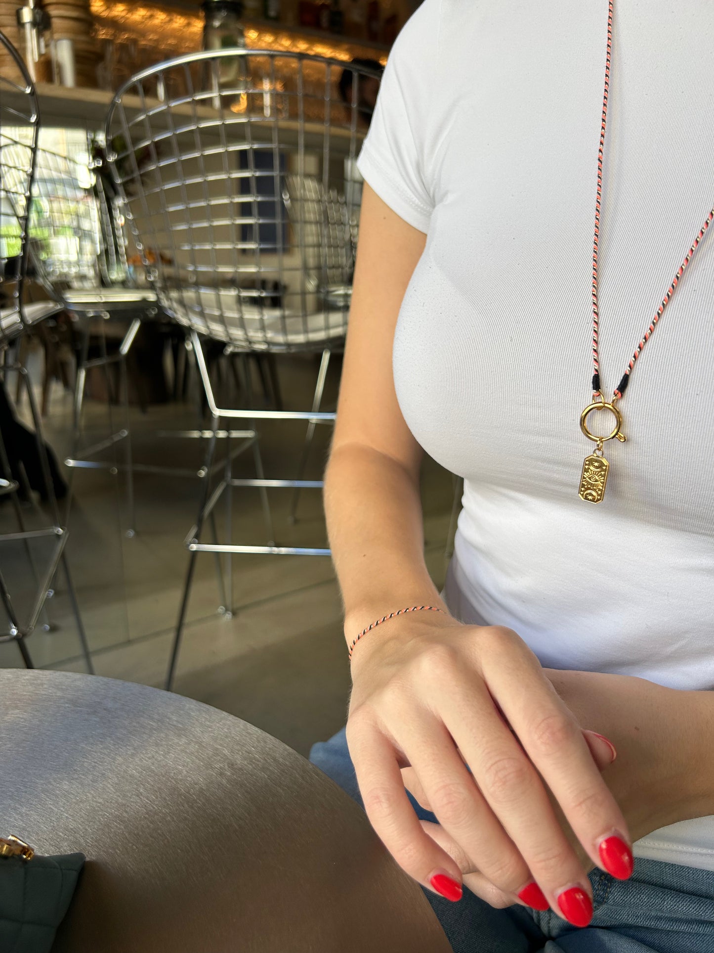 Armband Turnon (neonorange schwarz weiß gold)