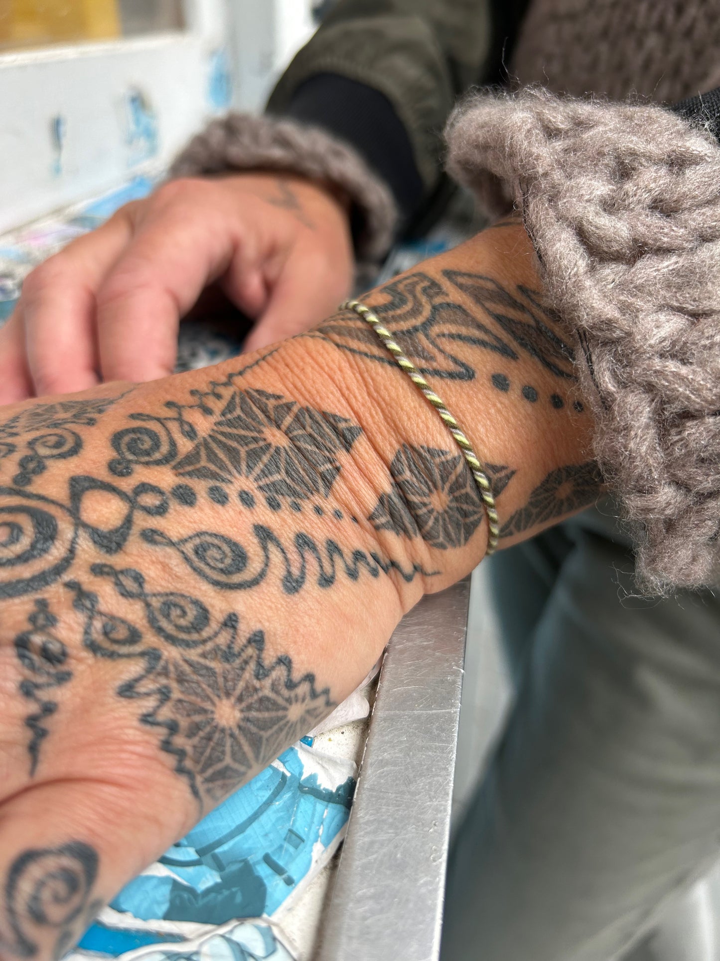 Armband Turnon (oliv neongelb silber)